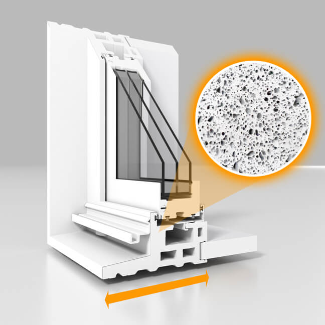 Nordik double hung windows feature Microcellular PVC construction.