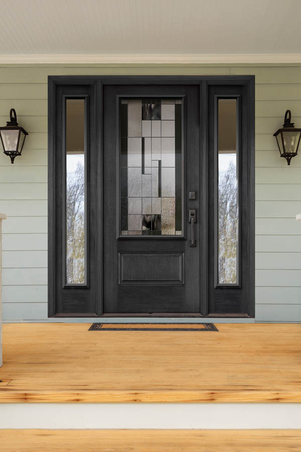 Black Steel Front Door with Decorative Glass Insert | Luma Doors and Windows