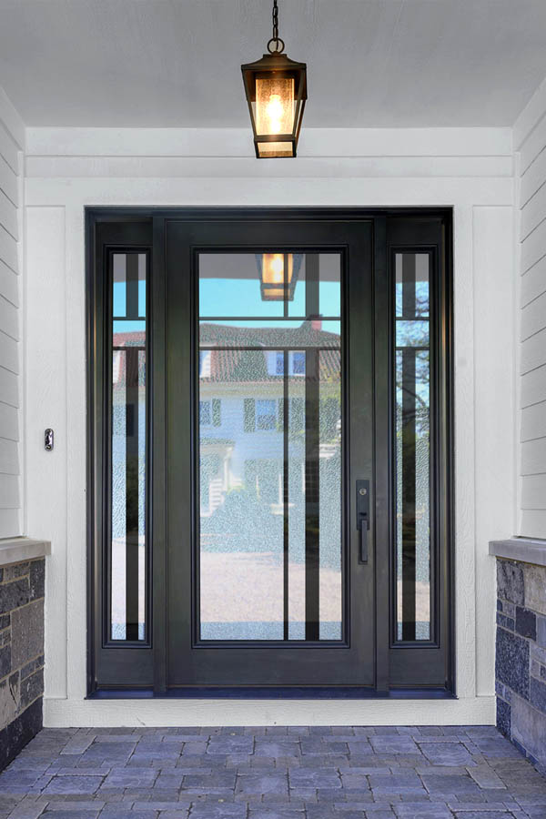 Black Steel Front Door with Decorative Glass Insert | Luma Doors and Windows