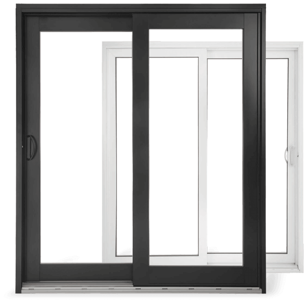 Two patio doors, one black and one white, overlayed on each other.