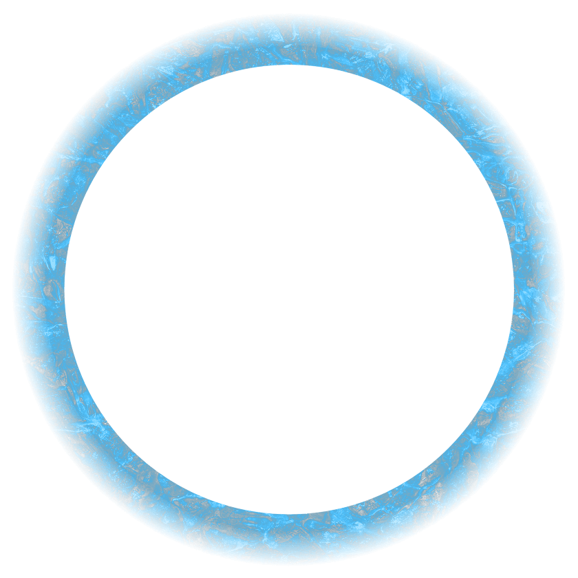 A circle of icy blue ice.