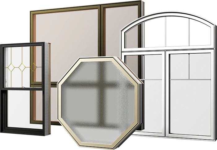 An assortment of RevoCell windows in different colors and custom shapes.