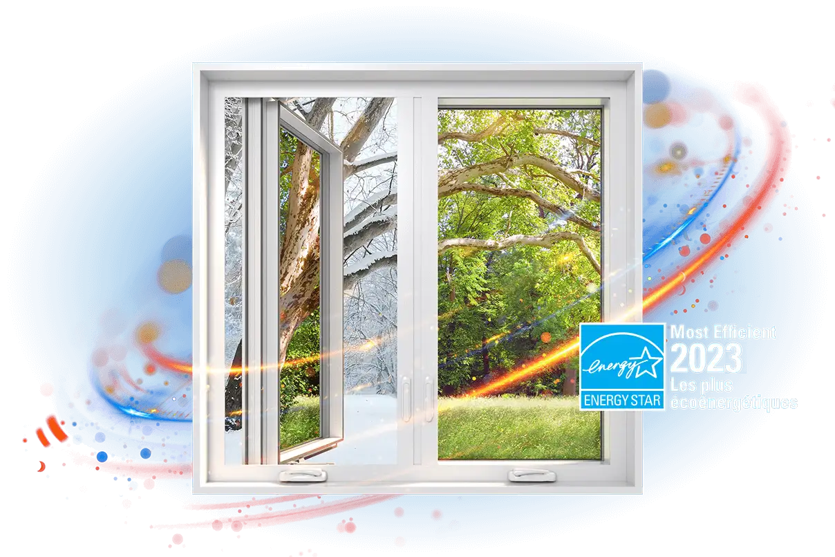 A RevoCell casement window with the Energy Star Most Efficient 2023 logo.