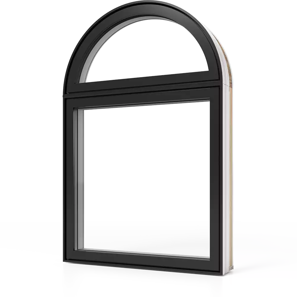 A black RevoCell custom arched window