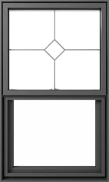 Example of a Diamond internal grid in pewter pencil, Iron Ore window