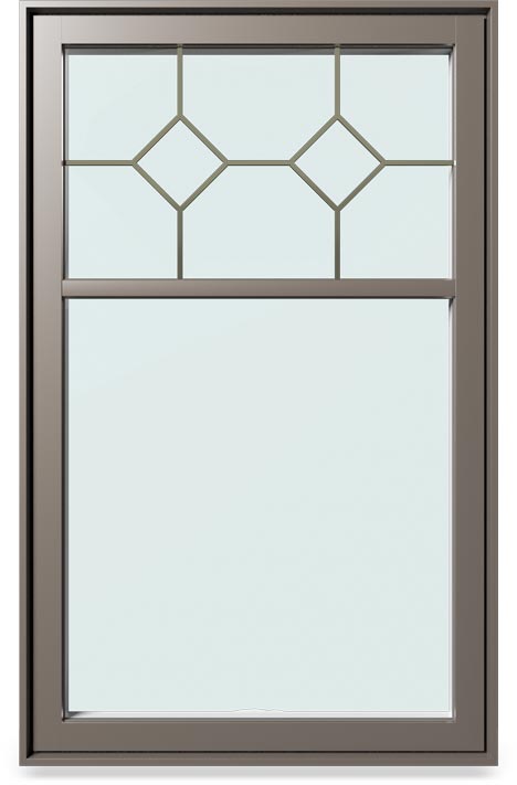 An example of a diamond patterned grille in a Nordik Window.